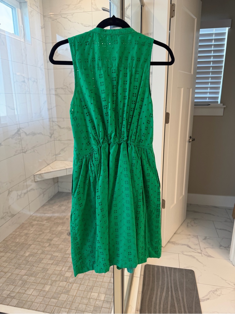 J. Crew Kelly Green Eyelet Sleeveless Button-Front Mini Dress - Picture 3 of 6